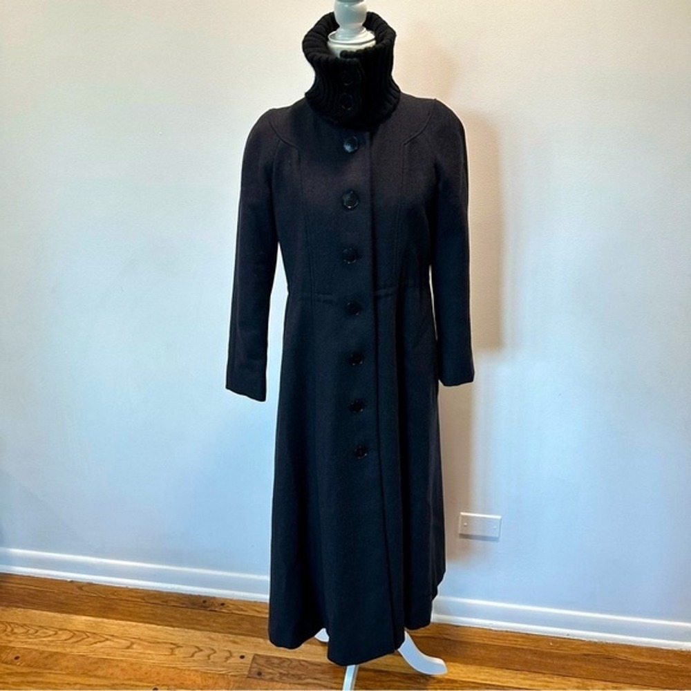 Emporio Armani Y2K Women's 100% Wool Long Cable Knit Turtleneck Overcoat Size 4